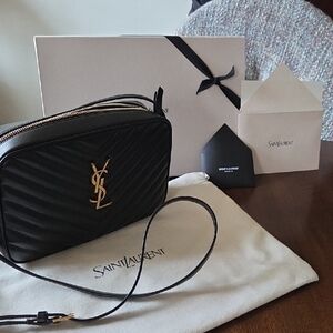 Saint Laurent Black Chevron Crossbody Bag